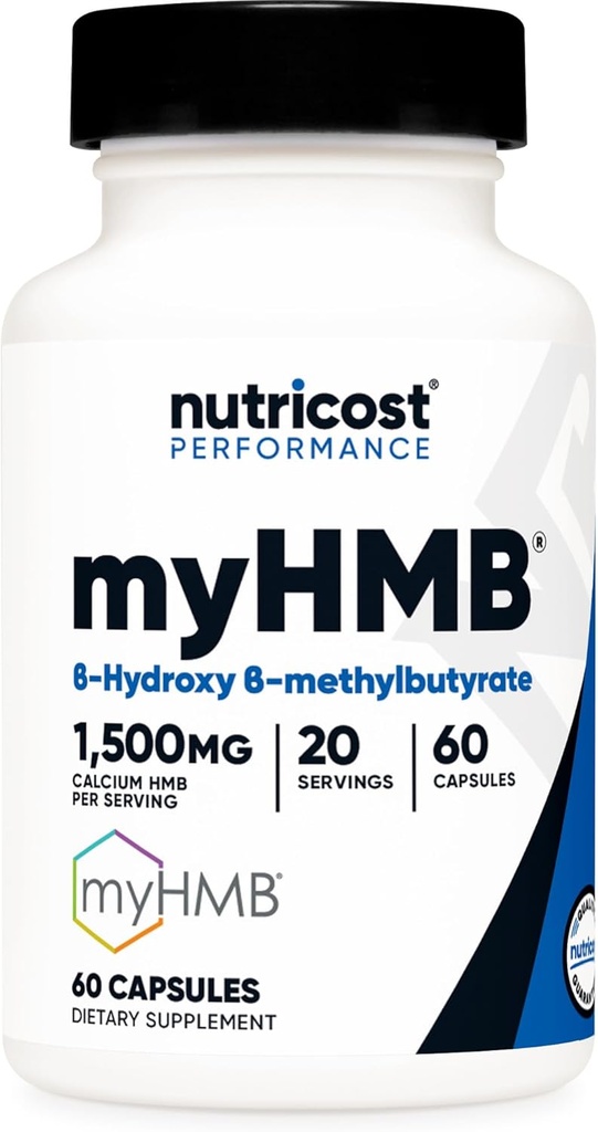 Nutricost myHMB Kapsule 1.500MG Kalcijev HMB na serviranje, 60 kapsul, 20 servirnih enot, kalcijev B-hidroksi B-metilbutirat monohidrat