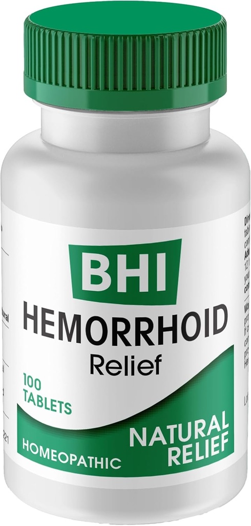 BHI naravni hemoroid Relief Soothes gorijo, otekanje, srbenje, Rektalna bolečina & nelagodje 8 Največja moč homeopatske aktivne sestavine Lahko od znotraj za ženske in moške - 100 tablet