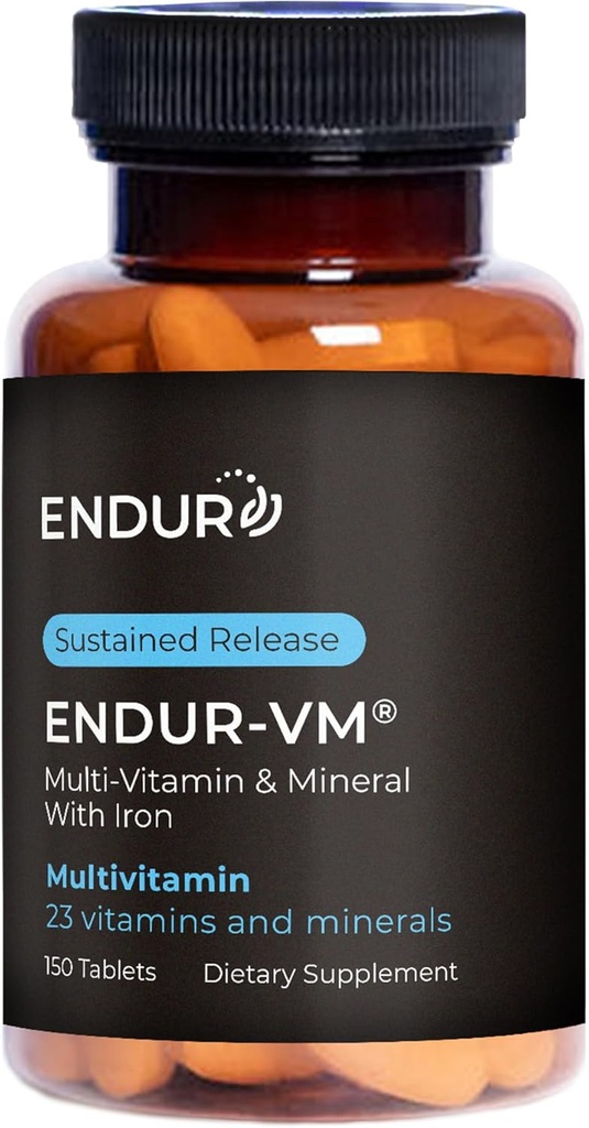 Endur-VM multivitamin in mineral (z železom), dnevni multivitamin z vitalnimi minerali, vitamin B, vitamin D in folna kislina, brez glutena, 150 tablet