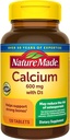 Nature Made Calcium 600 mg z vitaminom D3, prehranska dopolnila za podporo kosti, 120 tablet (paket 3)