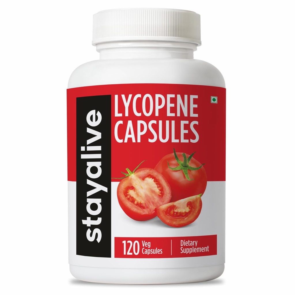 STAY ALIVE Likopen Dopolnilo za moške 60mg, naravni paradižnik ekstrakt v prahu, 120 Kapsule s 4 meseci dobave, 100% Veg Lycopen Complex, Non-GMO in Gluten prosti karotenoid dodatek