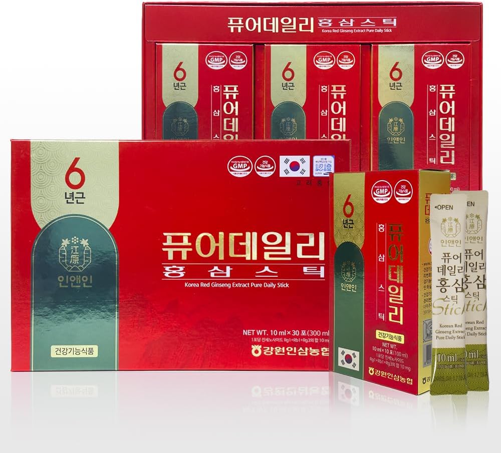 Korea Red Ginseng Extract Pure Daily Stick Hong Sam, Booster naravne energije za moške in ženske imunske podpore, utrujenost okrevanje - 30 palice