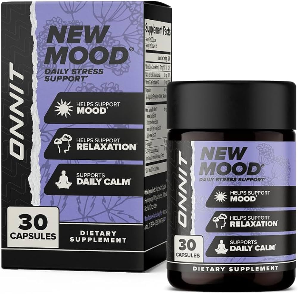 ONNIT Novo Mood Dnevna podpora Stress Kapsule, IGENTM Non-GMO Tested, Sleep and Mood dodatek za moške in ženske, Dnevni Stress upravljanje Kapsule, 30 Število