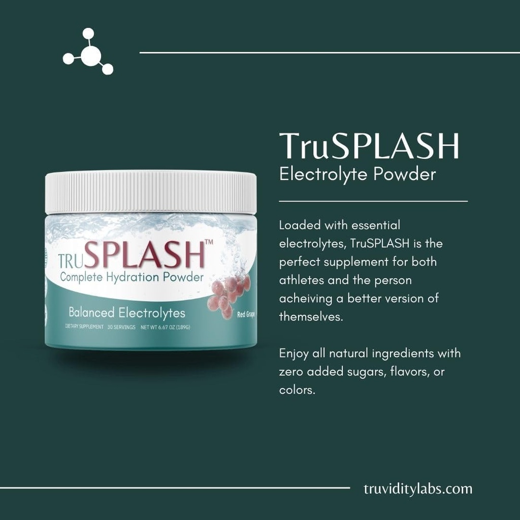 TruSPLASH Complete Hydration Electrolyte Powder (Naravni Berry) - 30 Serving