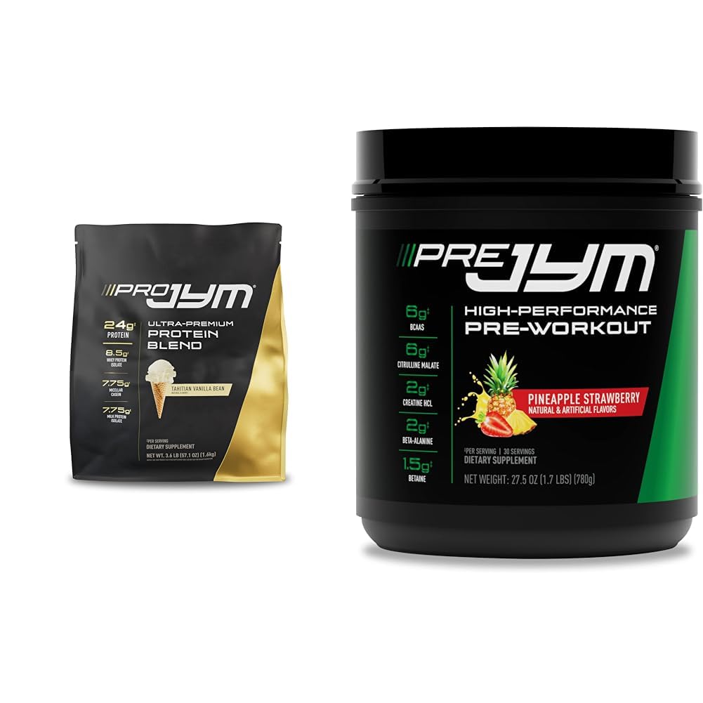 PRO JYM 45 Servings - Tahitian Vanilla Bean & PRE JYM 30 Servings - Pineapple Strawberry