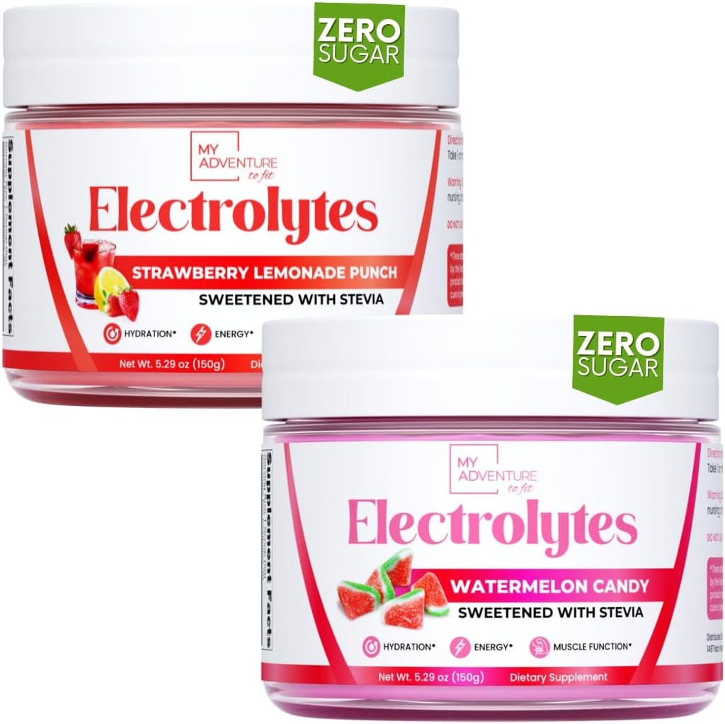 Moja pustolovščina, da fit osvežujoče Hidracija Elektroliti v prahu z nič sladkorja, strdek, lubenice Candy & Jagodna limonada arome