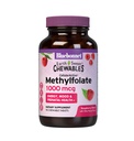 Bluebonnet EarthSweet Metilfolat 1000 mcg Celularni aktivni koencim 5-MTHF L Metil Folat Dodatek - Prenatalna in energijska podpora - Non-GMO, Vegan, Gluten-free - Raspberry - 90 Žvečljive tablete
