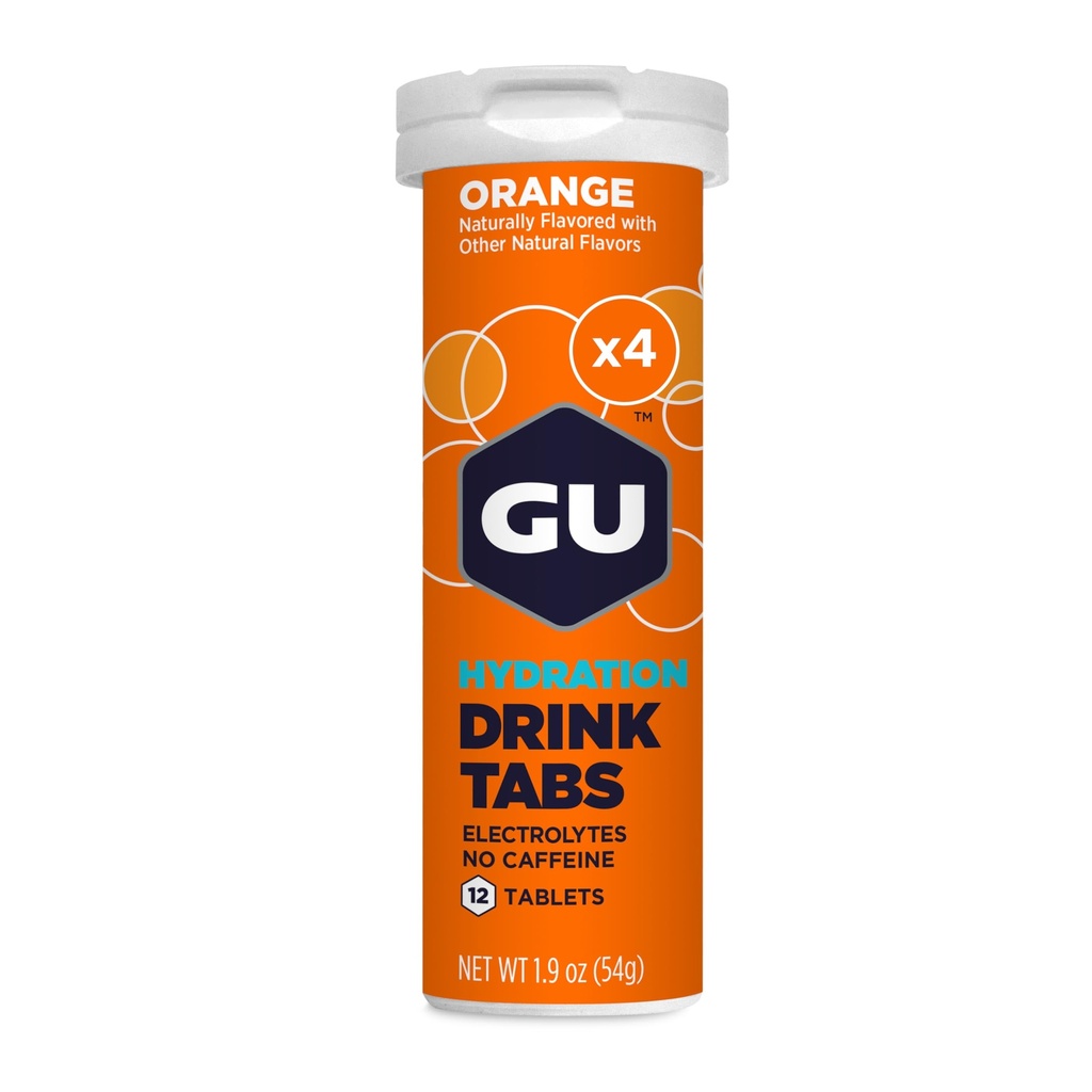 GU Energy Hydration Electrolyte Drink Tablets, Enhanced Endurance Sports Drink for Running, Cycling, Triathlon, 4-Count (48 Servings), Orange