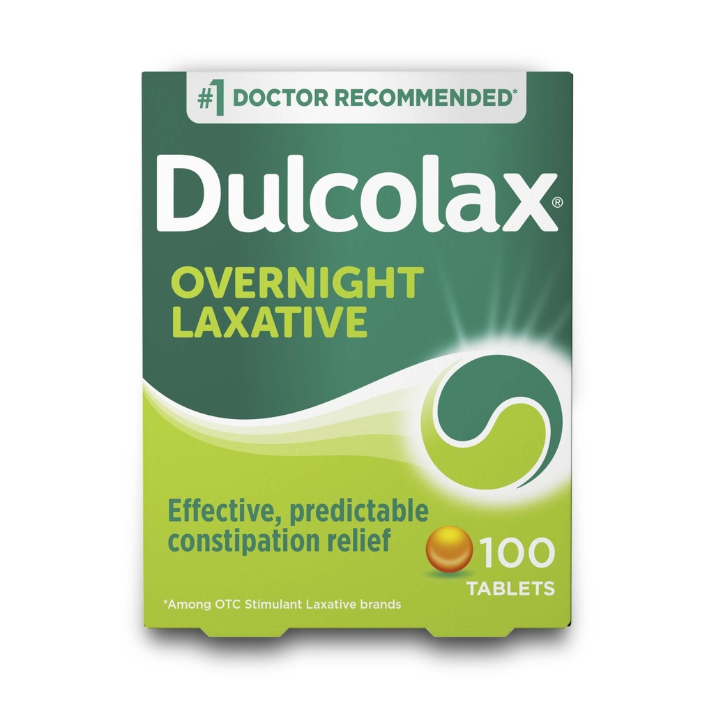 Dulcolax Stimulant Laxative tablete, Predvidljivo in učinkovito zaprtje Relief, Olajša usposabljanje in napenjanje, Bisacodil 5 mg, 100 Število