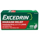 Excedrin Migraine Relief Caplets za simptome migrene, acetataminofen 250mg, Aspirin 250mg, kofein 65mg, bolečina Reliever, 100 Število