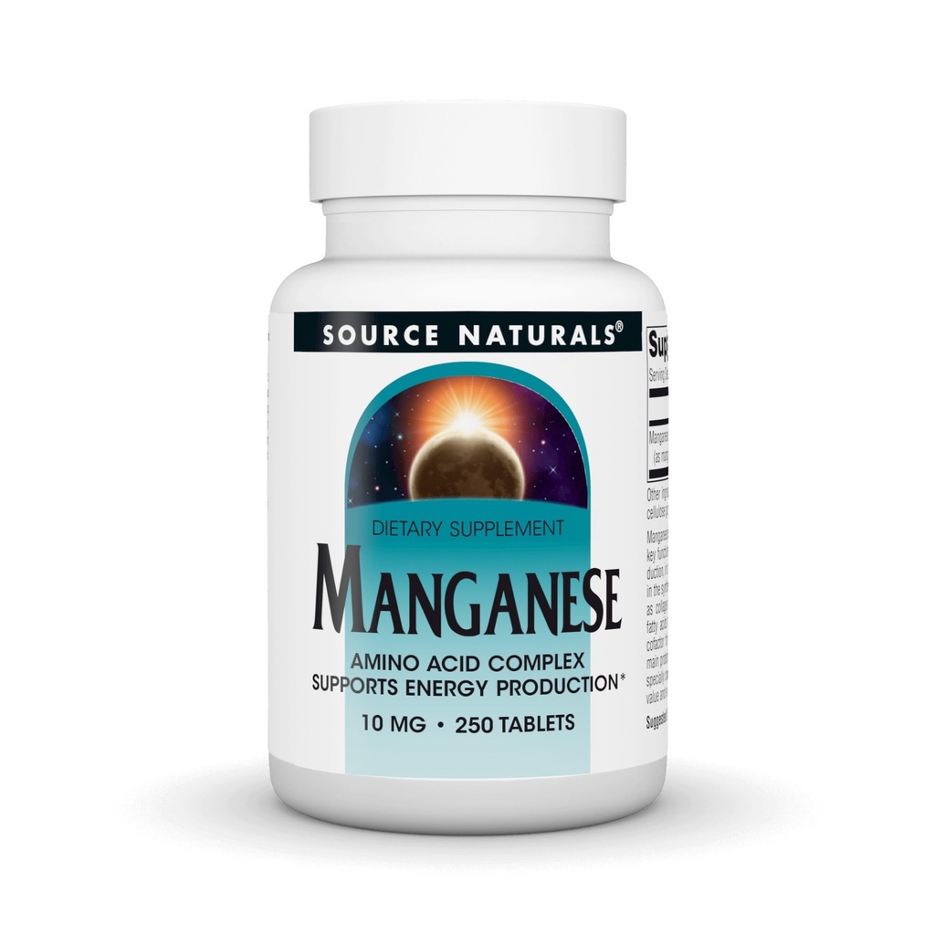 Vir Naturals Manganese, Aminokislinski kelat - Podpira proizvodnjo energije - 250 tablet