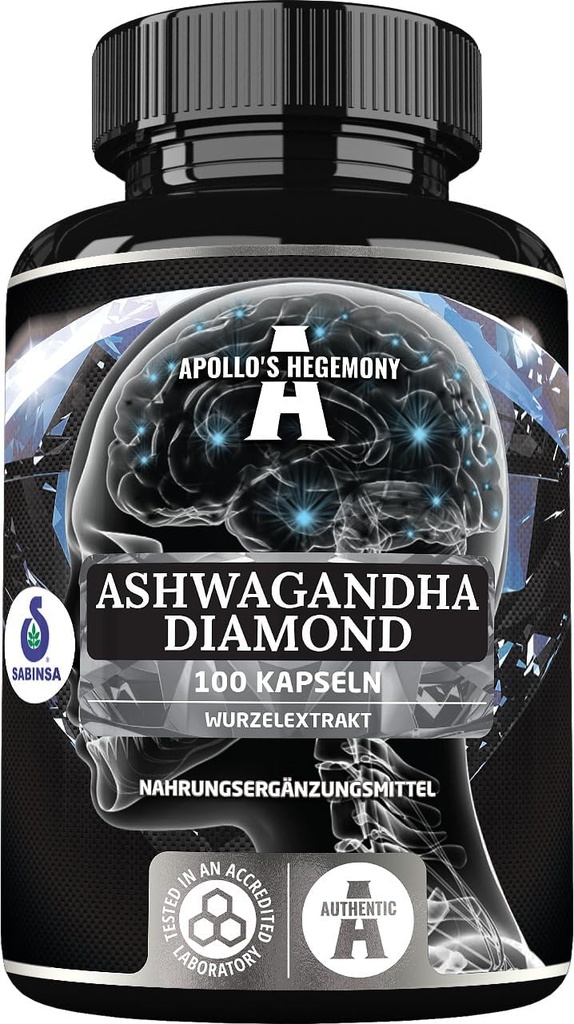 APOLLO'S HEGEMONY Ashwagandha Extract 568 mg na tableto, 100 Veganskih tablet, 400 Serving na paket, Withania somnifera Extract vsebuje 7% z anolidi, podporni spomin in koncentracija
