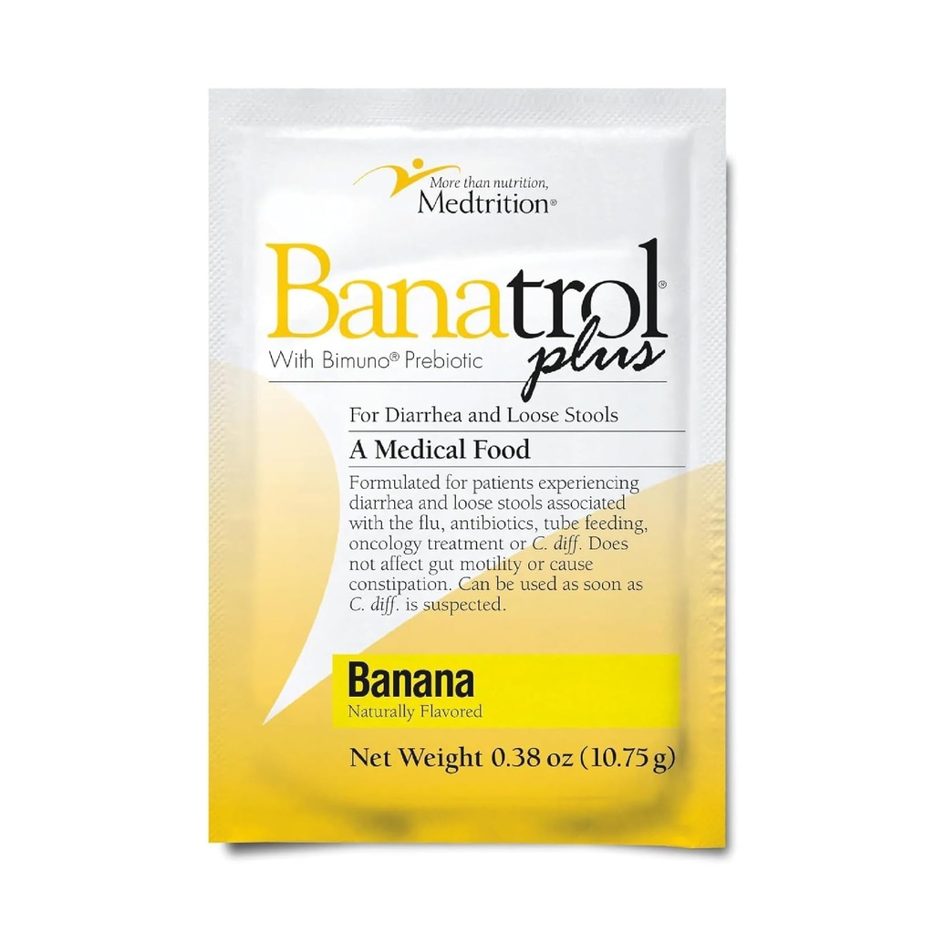 Banatrol® Naravna antidiareja s prebiotiki, Relief iz kronične diareje, IBS, Ponavljajoča diareja, Klinično podprta medicinska hrana, Nezaščiteni, 25 Serving (Banana)