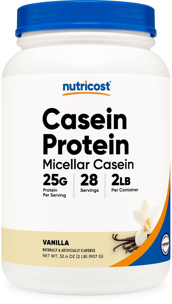 Nutricost Kazein Protein Powder 2lb Vanilla - Micellar Casein, Gluten Free, Non-GMO