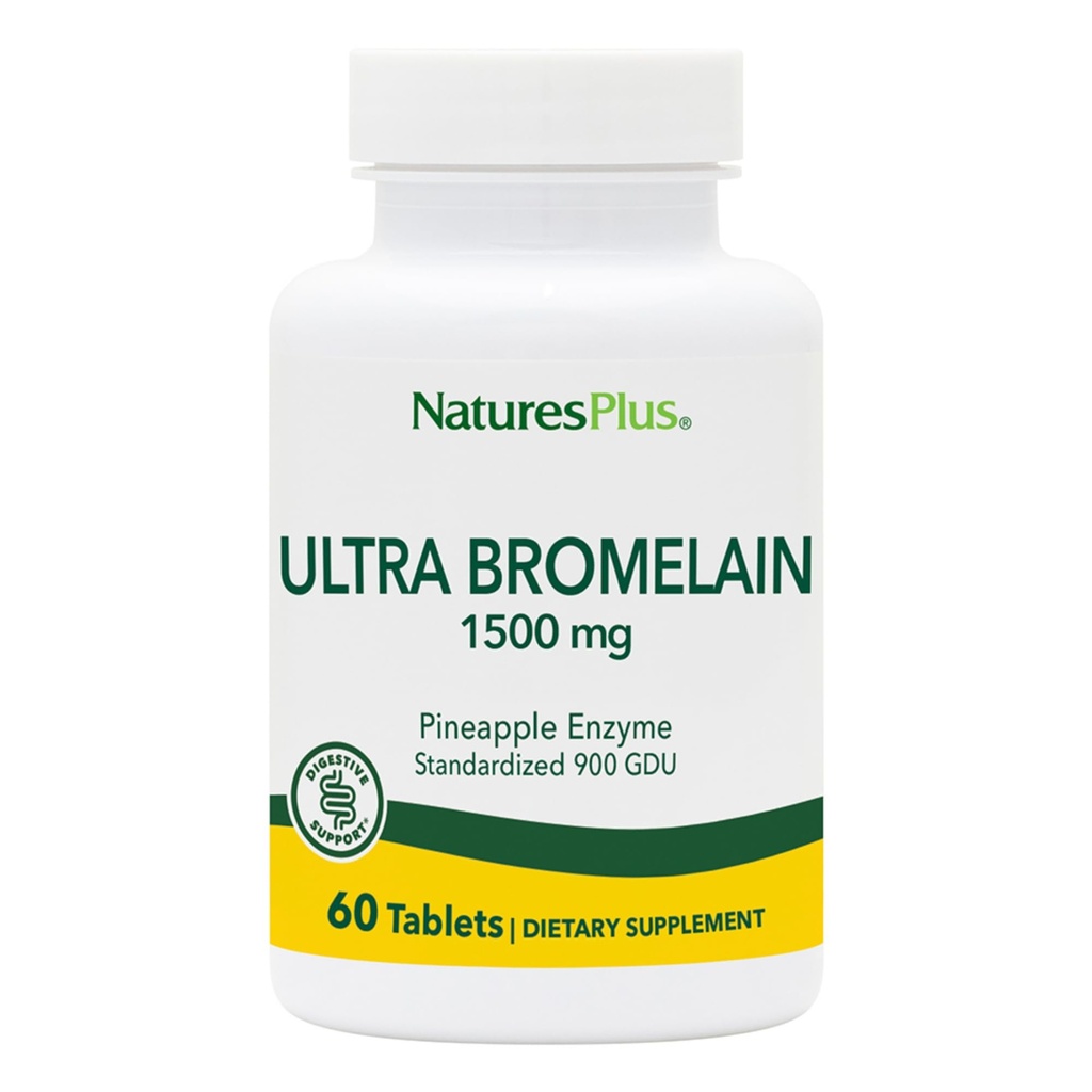 NaturesPlus Ultra Bromelain - 60 tablet - 1500 mg Ananas Bromelain - Zagotavlja skupno podporo in spodbuja prebavno zdravje - 60 storitev
