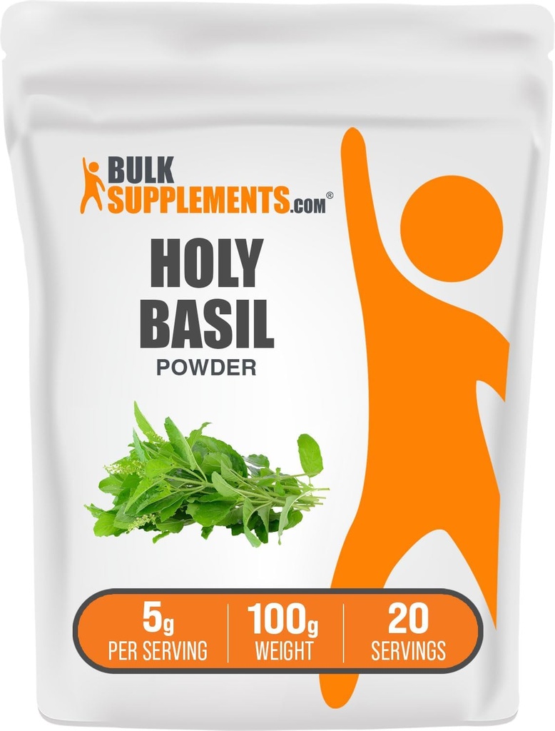 BulkSupplements.com Sveti Bazilij Powder - Sveti Bazilij Dodatek, Sveti Bazilij List Powder - Tulsi Sveti Bazilij, Zeliščni & Gluten Prosti, 5g na Serving, 100g (3.5 oz) (Pack of 1)
