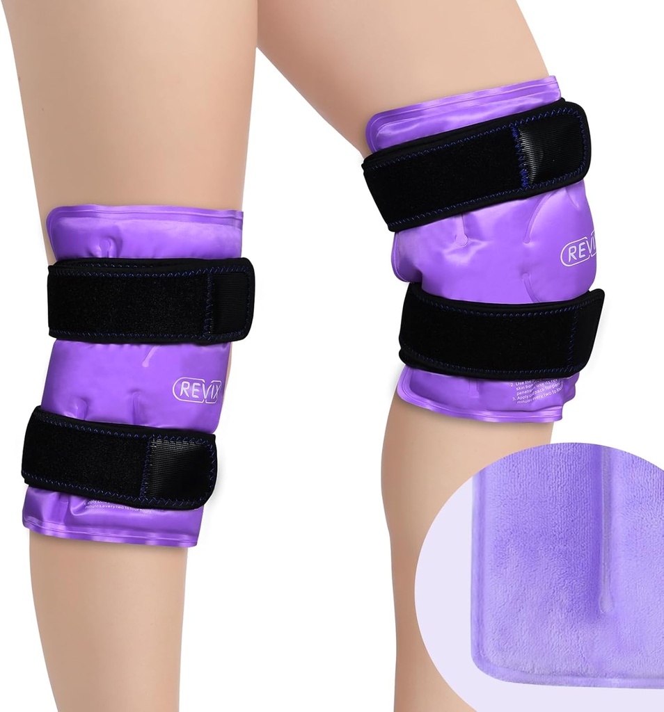 REVIX ponovno uporabno koleno Ledeni ovoj za okrevanje po treningu, Gel Ledeni paket Koleno s hladno kompresijsko terapijo, Mehka Plush prevleka in roke brez uporabe, Set dveh