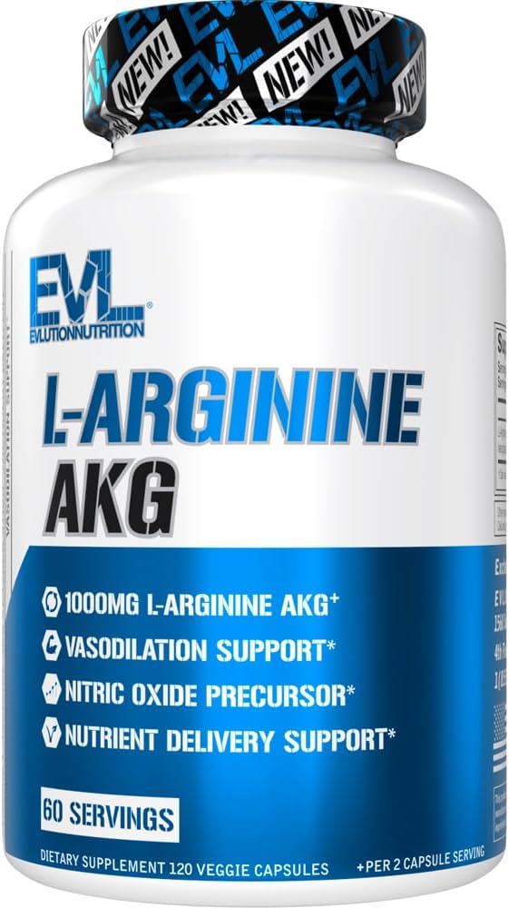 Izvajanje L-arginin AKG - vazodilatacija in hranilna podpora za dovajanje - Dušikov oksid Precursor - 1000mg L-arginin AKG - Gluten Free & Ne-GMO - prehranska dopolnila - 60 Servis - 120 Veggie kapsul