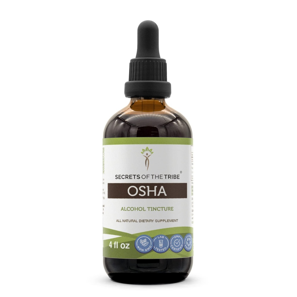 Secrets of the Tribe OSHA Tincture Alcohol Extract, Responsibly farmed OSHA (Ligusticum porteri) Dried Root 4 OZ