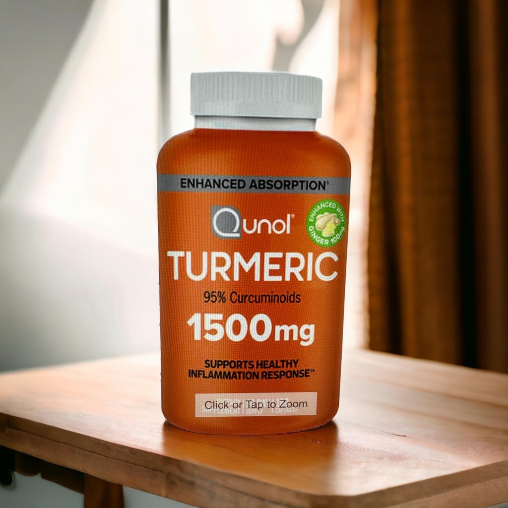 Kurkumin s črnim poprom in ingverjem, Qunol 1500mg izvleček kurkuminoidov s 95 %, Izboljšana absorpcija, Podpira zdravo vnetje odziva, 180 Vegetarijanske kapsule