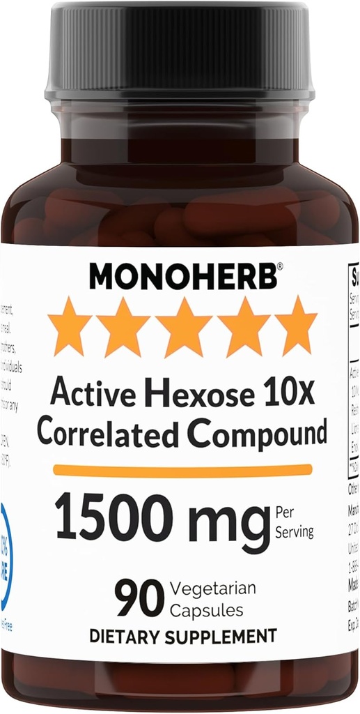MONOHERB aktivna heksoza 10x korelirana spojina, 1500 mg - 30 serviranja - 90 kapsul 500 mg na kapsulo