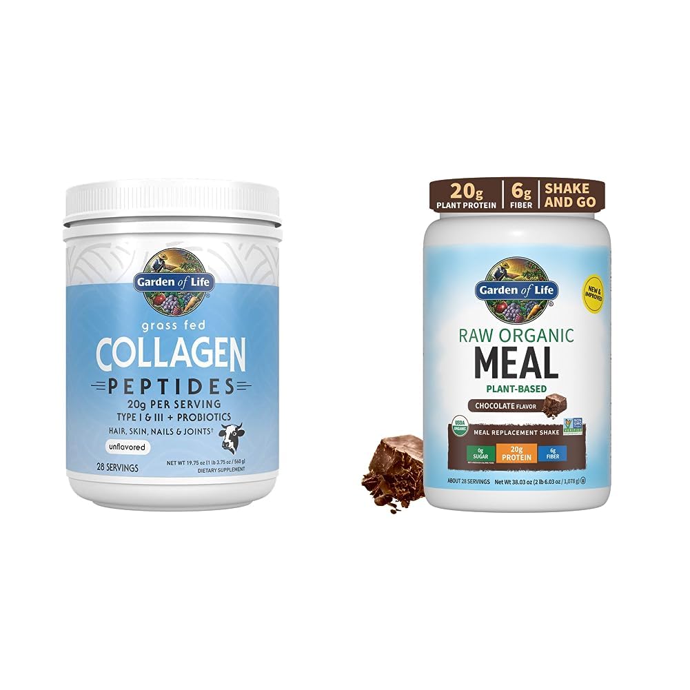 Vrt življenja Trava Fed Hidroliziran Kolagen Beljakovine Dodatki Peptide Powder, 19.75 Oz & Okusni Organic Chocolate Meal zamenjava Shake Vegan 20g