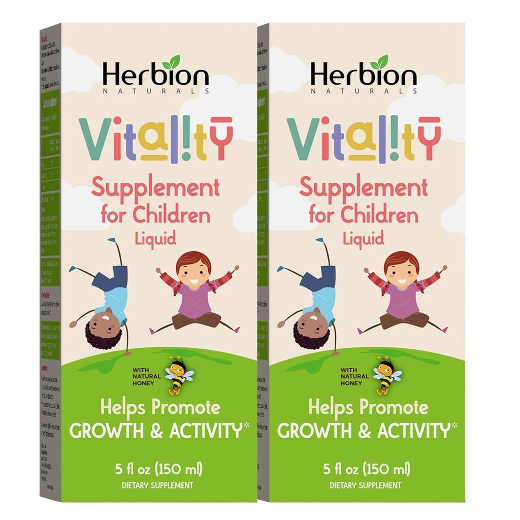 HERBION naravna Vitalnost dodatek za otroke, spodbuja rast in apetit, sprošča utrujenost, izboljšuje duševno in telesno zmogljivost, za otroke 1 leto in več, 5 Fl Oz (Pack of 2)