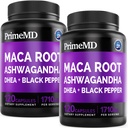 6-v-1 Organska Maca Root Ashwagandha Kapsule 1710mg z DHEA in izvleček črnega popra sadja za ženske in moške - Črna Maca dodatek za podporo Stamina, kosti in razpoloženja, 120ct (Pack of 2)