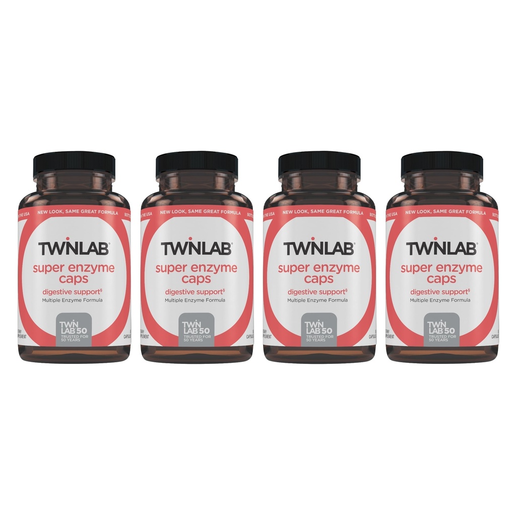 Twinlab Super Enzyme Caps - zaprtje dodatek z digestivnimi encimi - 50 kapsul (paket po 4)