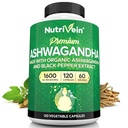 Nutrivein Ashwagandha za moške in ženske - 1600mg - Okrepljeno s črnim poprom - Visoko-Absorption Root Powder Ashwagandha dodatki za ravnotežje razpoloženja, mirno spanje, & fokus - 120 Veganske kapsule