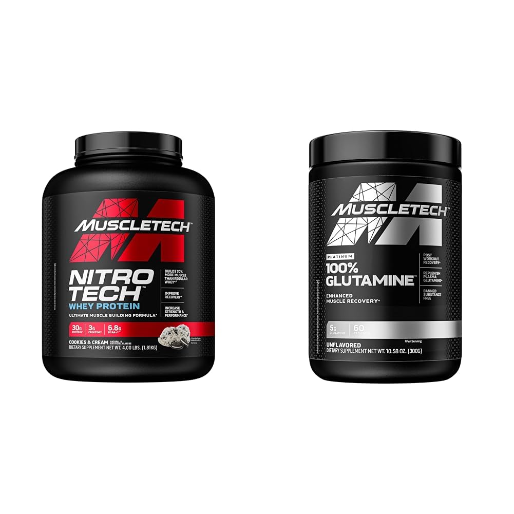 Muscletech Whey Protein Powder Nitro-Tech Whey Protein Isolate & Glutamin Powder 100% Pure L Glutamin Prašek 