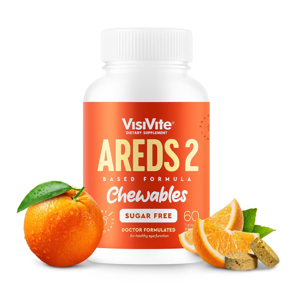 AREDS 2 Vitamini brez sladkorja - Alternativna Lutein Gumies za oči - Lutein za zdravje oči - Premium Sugar-free Eye Vitamini - Dodatki za nego oči za odrasle (Chewable Tablets)