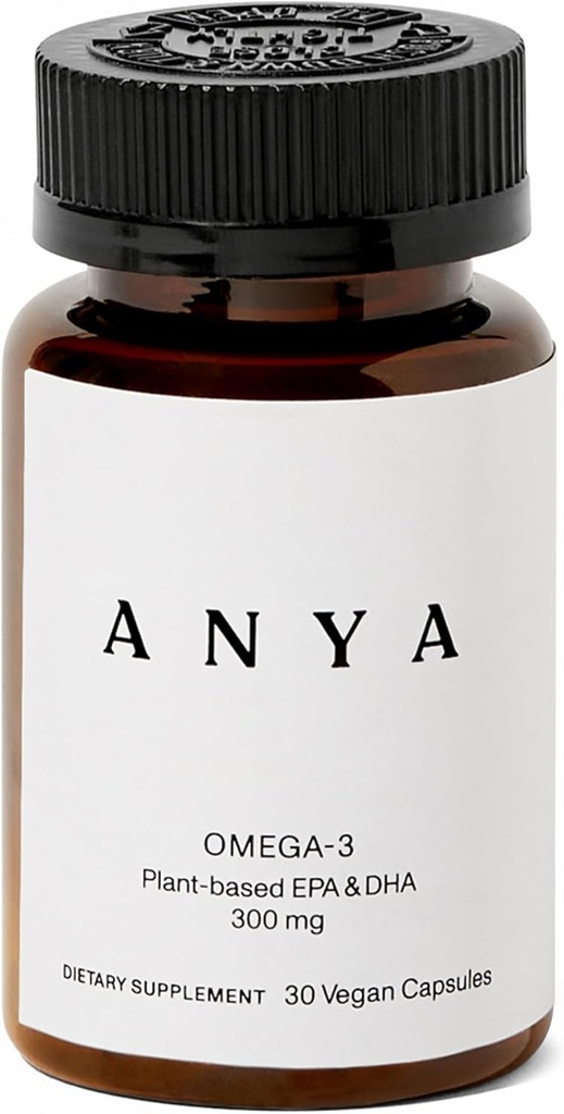 Anya Omega 3 z 300 mg DHA in EPA, čiste sestavine, Non-GMO, 100% Vegan, Gluten, Soy, in Dairy Free. Dopolnilo za ženske, predporodni postnatalni vitamin za dojenje in podporo pri dojenju
