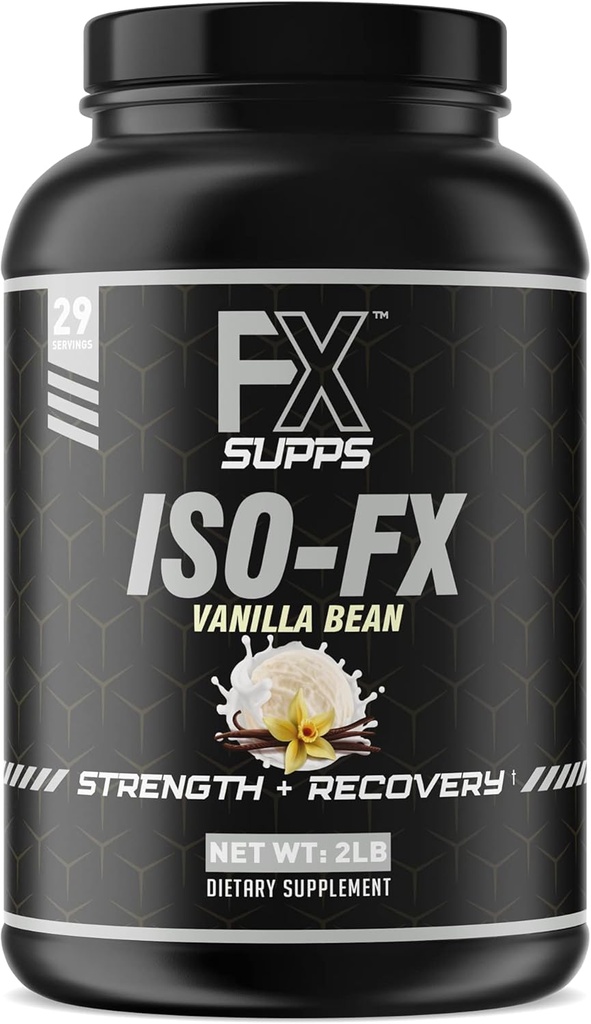 FX SUPPS ISO-FX 100% izolat Whey Protein Powder (Vanilla) Idealno post Workout recovery dodatek s kompleksno BCAA & EAA mešanica za moške in ženske, Podpira okrevanje mišic in rast, 2.0 Pound