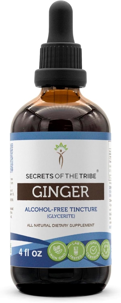 Skrivnosti Tribe Ginger Tincture Alkohol-free Extract, Ginger (Zingiber officinale) Suhi koren 4 OZ