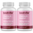 BESTVITE holin inozitol 500 mg (240 vegetarijanskih kapsul) (120 x 2) - brez stearat - brez dikalcijevega fosfata - brez filerjev - vegan - brez GSO - brez glutena