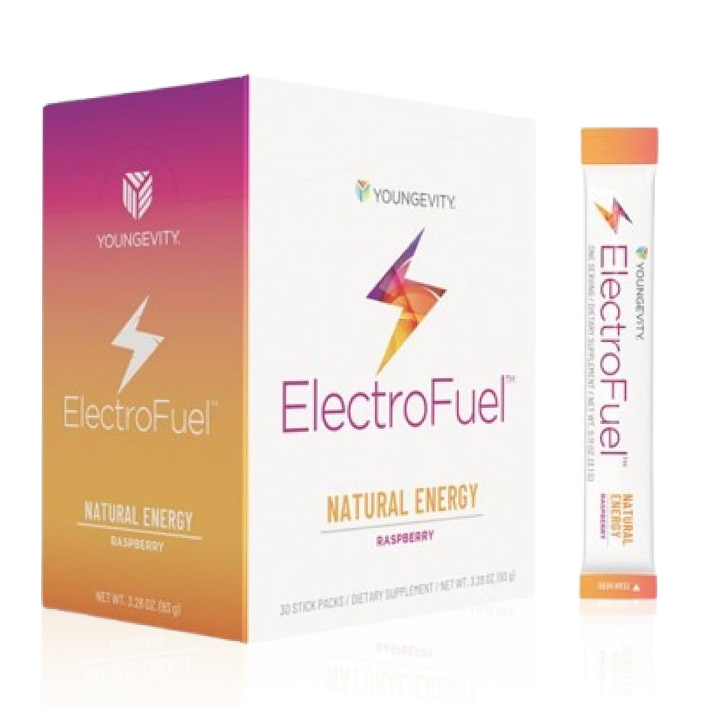 Youngevity Official ElectroFuel Natural Energy Drink Mix - Raspberry Electrolyte Powder - Energija in Hidracija - 30 palice