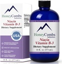 HoneyCombs Vitamin B3 Niacin dodatek tekoče kapljice - visoka moč Vitamin B3 Tekoče kapljice za moške in ženske - vzdrževanje prebavnega sistema, kože, jezika, energije in več - Veganska Niacin kapljica (16 Fl oz)