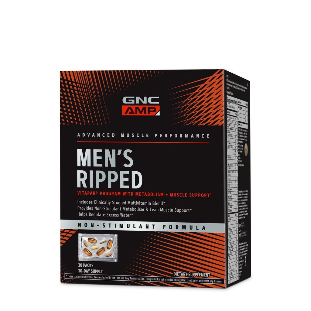 GNC moški ripped klinično Študirana multivitaminska mešanica, Lean Muscle Support, nestimulant Formula, 30 Serving