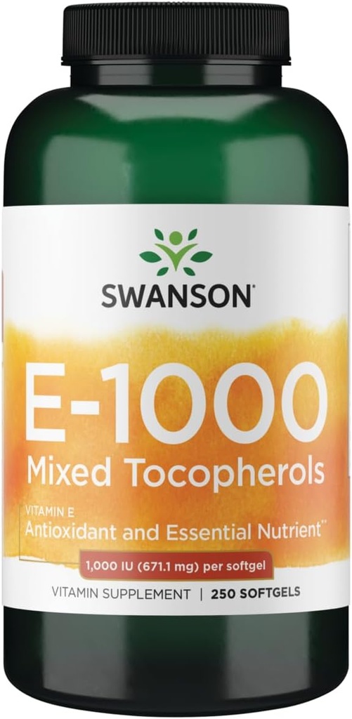 Swanson Vitamin E Mešani tokoferoli 1000 Iu (671.1 miligrami) 250 sgel