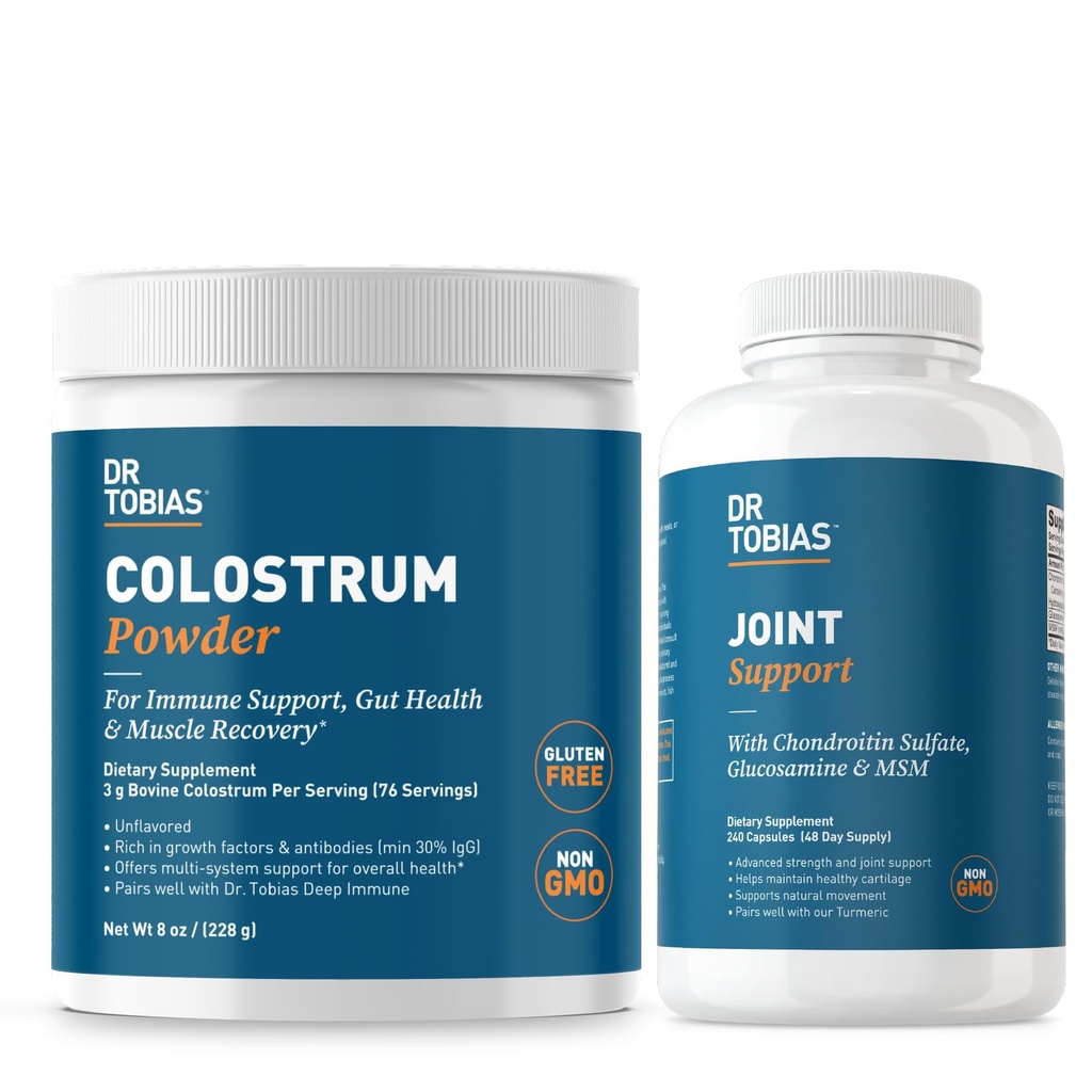 Dr. Tobias Joint Support Supplement in Colostrum Powder - podpira skupno mobilnost, kartilažo zdravja in imunske funkcije - Non-GMO
