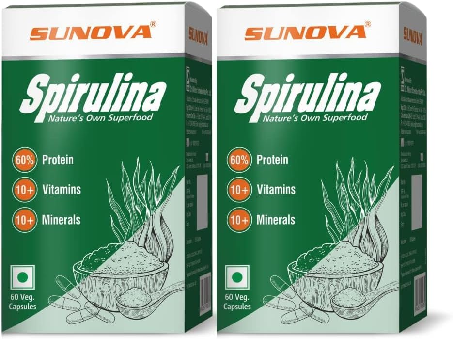Kapsule Spirulina – lastna hrana in prehranska dopolnila, Spirulina za podporo celega telesa – 60 kapsul (paket po 2)