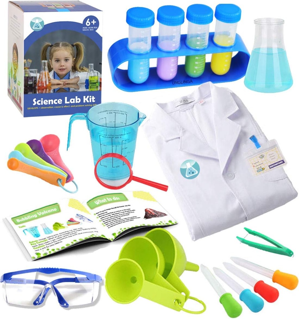 UNGLINGA Kids Science Experiment Kit z Lab Coat Scientist kostum obleko gor in vlogo igra igrače darilo za fante dekleta otroci božični rojstni dan zabava