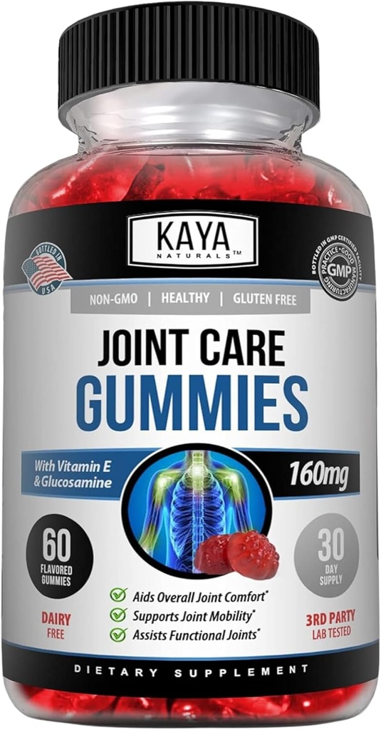 Kaja Naturals Mobility Care Gumies za hrbet, kolena in roke - Fleksibilnost podpora - Glukozamine Gumies najboljša imunska podpora za ženske in moške - 60 Count