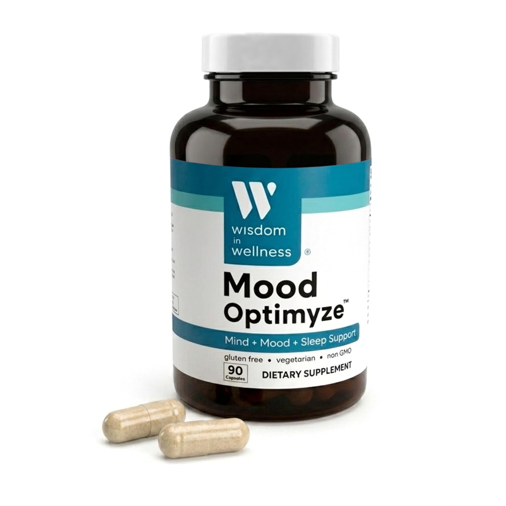 Wisdom In Wellness Mood Optimyze - 90 Mood Support Supplications - Mind, Sleep & Mood Support Pills - Gluten Free & Non GSO Wellness and Relaxation Supplement