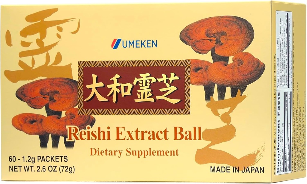 Umeken Reishi Gobe Extract kroglice, koncentrirano, japonski Reishi goba dodatek z beta Glucan, koncentrirano v obliki kroglice, 2 mesec dobave, 60 Packets, pakiranje po 1