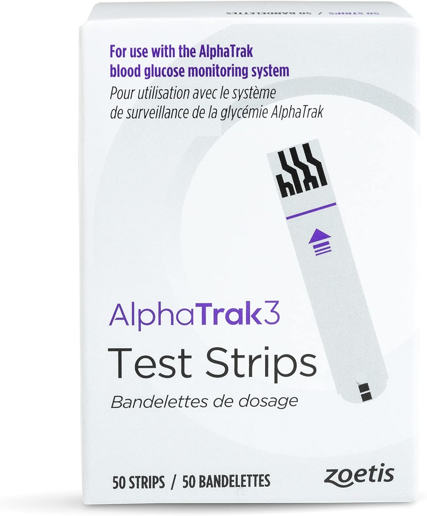 AlphaTrak 3 Testni trakovi za uporabo z AT3 Sistem za spremljanje glukoze v krvi za mačke, pse in konje, 50 število