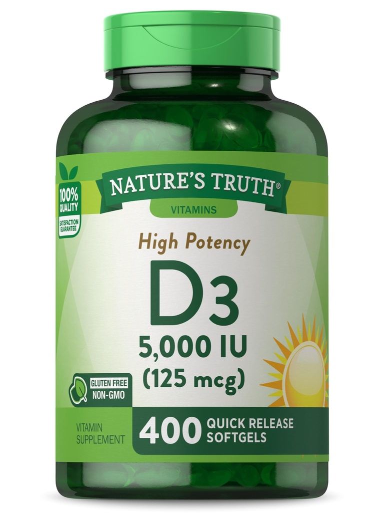 Naravo resnica Vitamin D3 5000 IU Mehkužci 