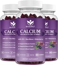 Kalcijev magnezijev cink Gumiji z vitaminom D3 - visoka absorpcija Kompleksni kalcij dodatek z morskim mahom, Bezgovina za kosti, mišice, Imunska, Mood & Sleep Support, Vegan - 60 Gummies (3 paket)
