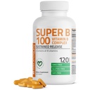 Bronson Super B100 Vitamin B Complex Trajno sproščanje vsebuje vse vitamine B (vitamin B1, B2, B3, B6, B9 - Folna kislina, B12), 120 tablet